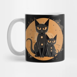 Modern Meows Atomic Age Black Kitschy Cats Mug